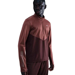Pacer Winterized Half-Zip Hardloopshirt Heren - donkerrood, brons