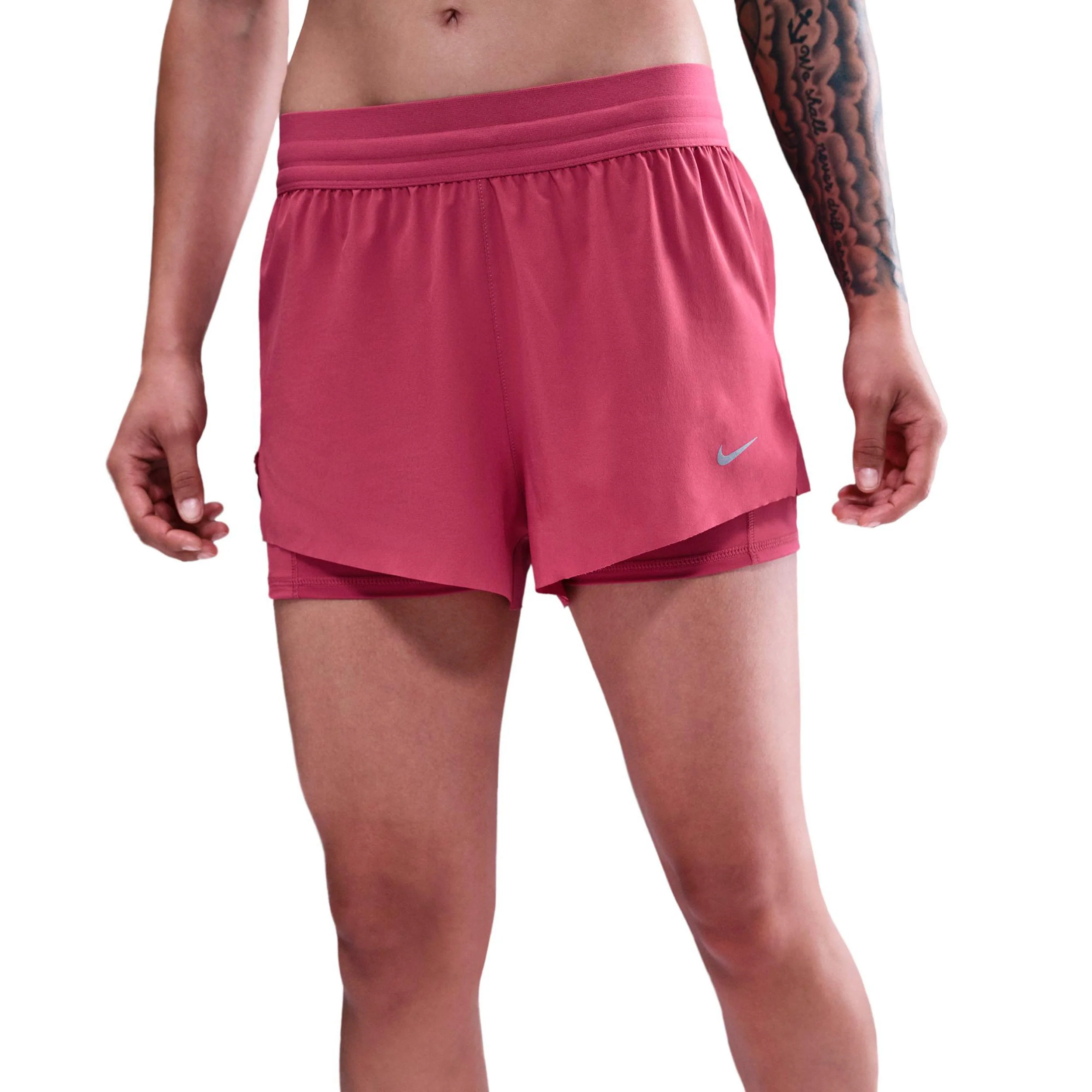 Swift 2in1 Hardloopshorts Dames - berry, zilver - Afbeelding 2