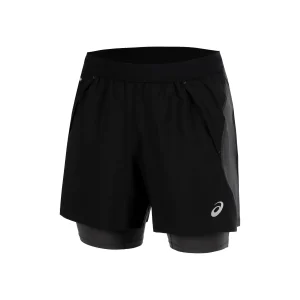 Road 2in1 5in Hardloopshorts Heren-zwart, donkergrijs