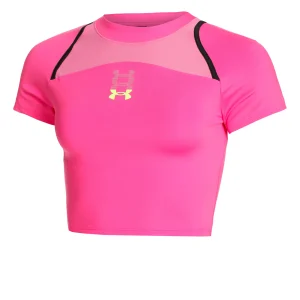 Run Anywhere Crop Hardloopshirt Dames-Pink,Zwart