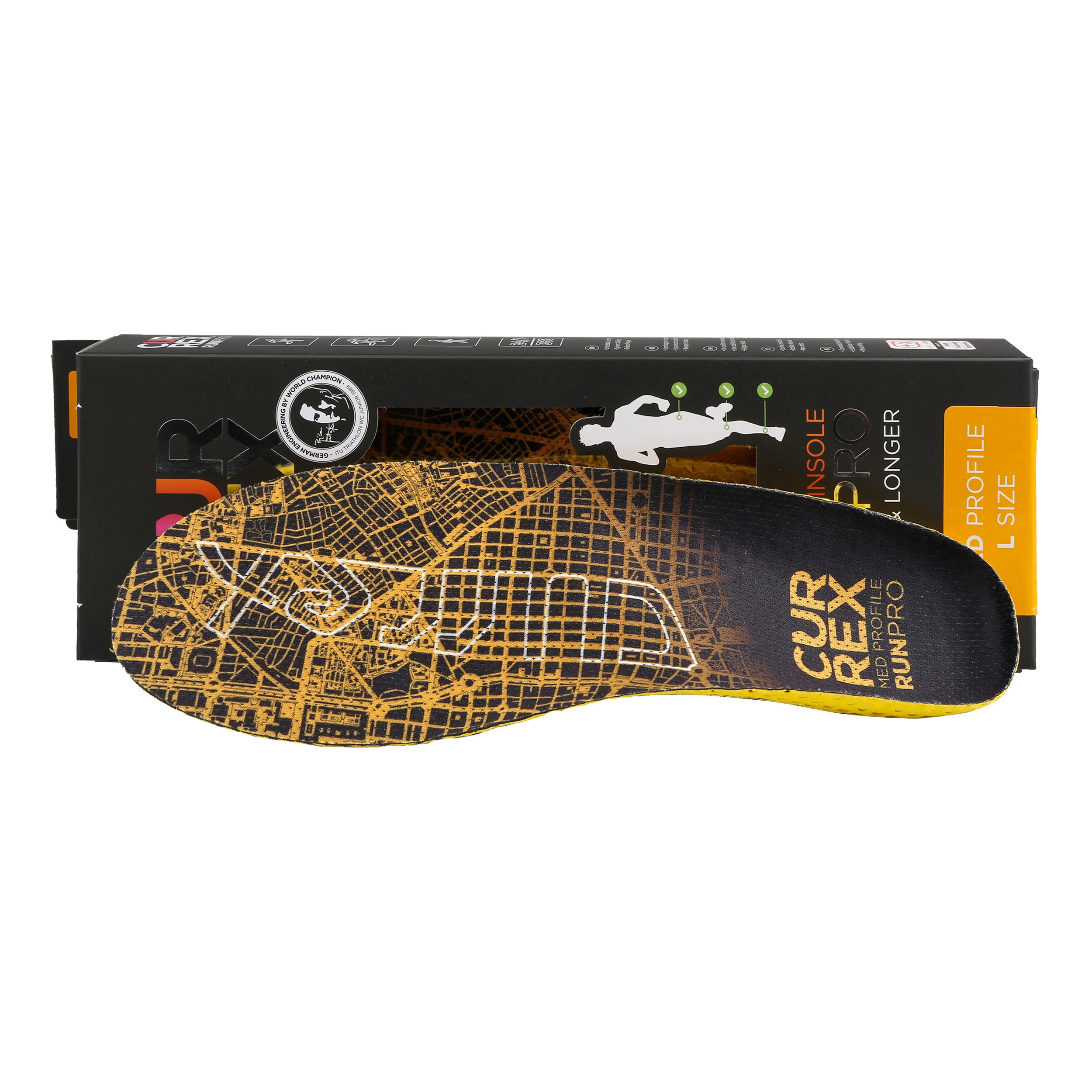 RunPro Med Inlegzooltje-Geel,Zwart - Afbeelding 4