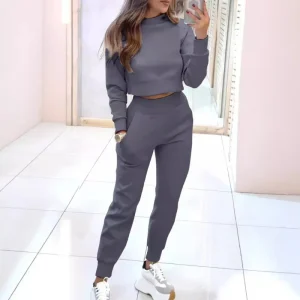 Dames Tweedelig Trainingspak – Cropped Sweater Set Dames Casual