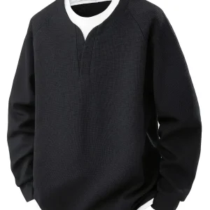 Heren Longsleeve | 2-in-1 layered look met waffle knit