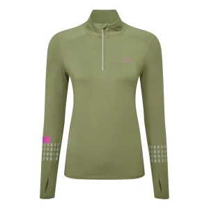 Tech Afterhours 1/2 Zip Hardloopshirt Dames-Olijf