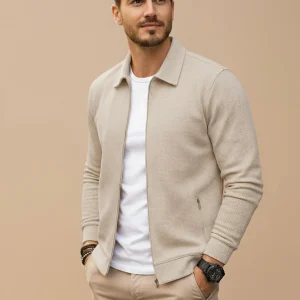 Heren Vest Met Rits – Casual Net Vest Opstaande Kraag