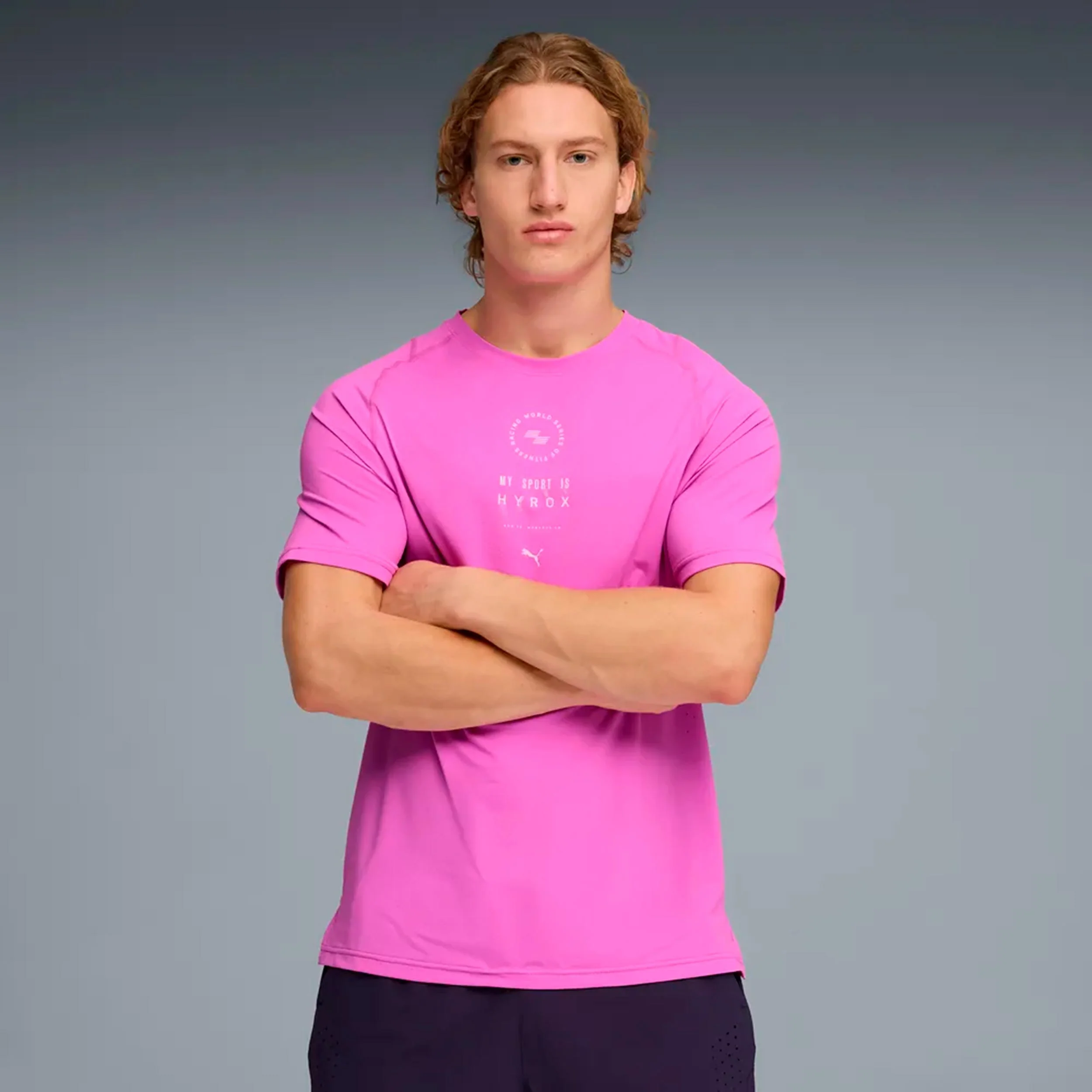 HYROX DryElite Hardloopshirt Heren-pink - Afbeelding 2