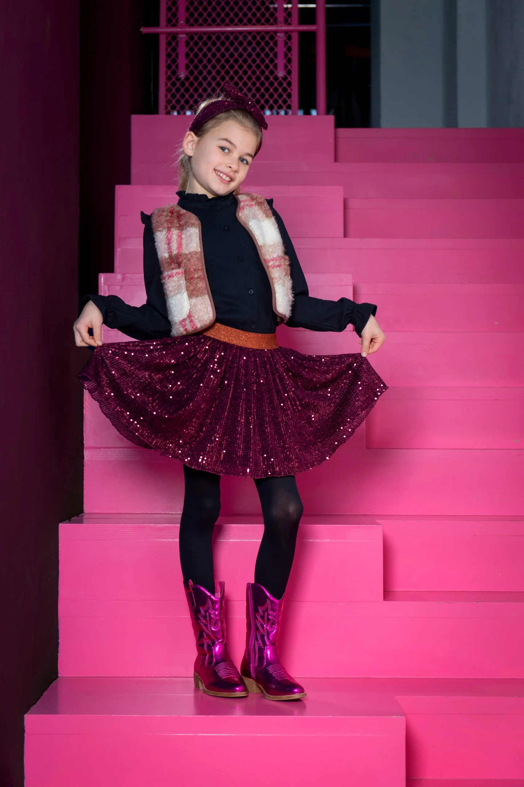 Gina Gilet Ruit Roze - Afbeelding 6