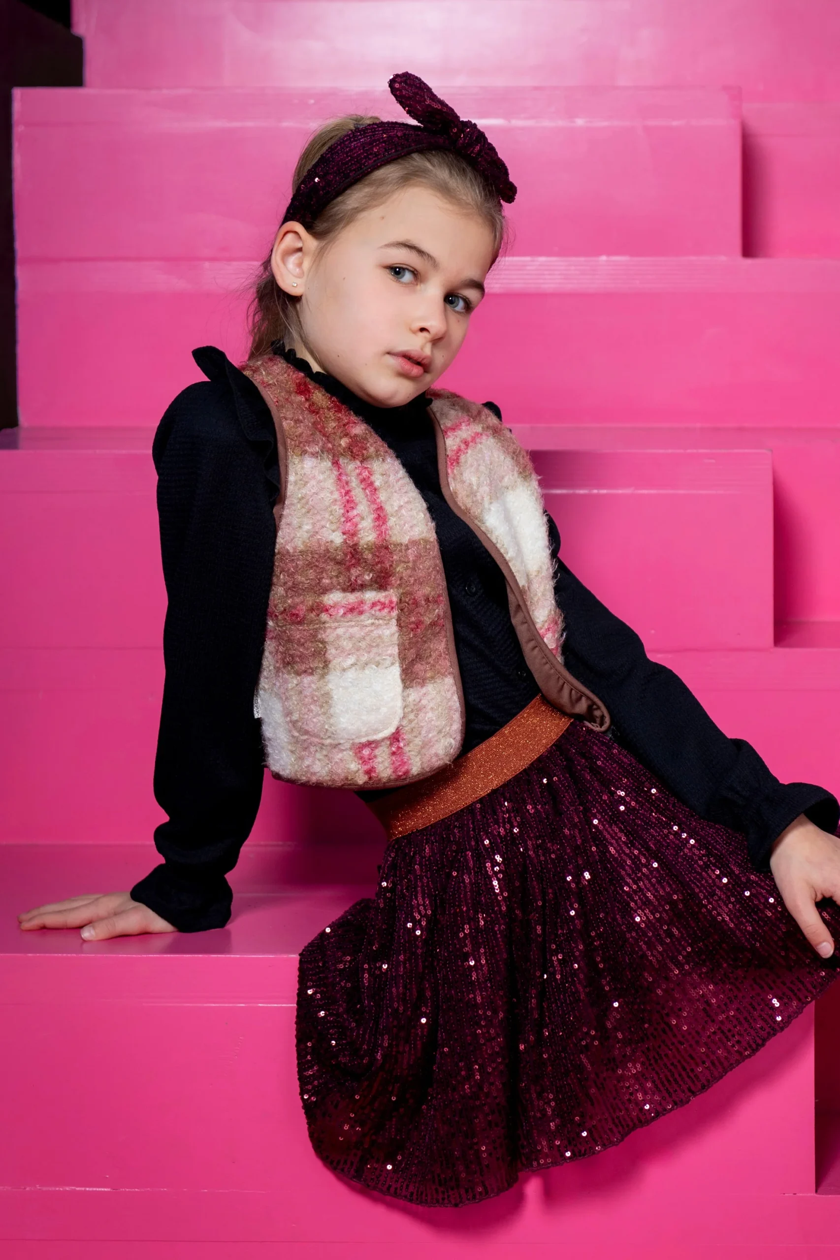 Gina Gilet Ruit Roze - Afbeelding 4