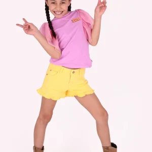 Portia denim short geel