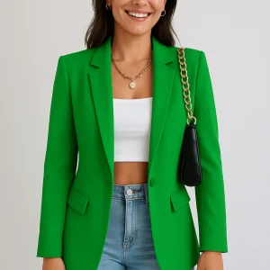 Dames Blazer Getailleerd – Elegante Blazer Dames Klassiek Revers Casual & Zakelijk