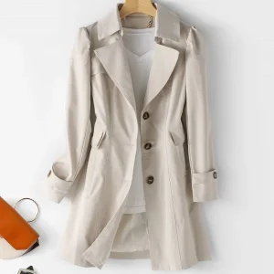 Clea – Tijdloze dames trenchcoat met klassieke knopen
