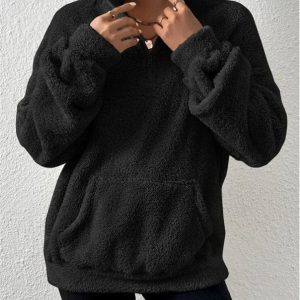 Dames Sweatshirt met Ritssluiting | Relaxed fit fleece met standkraag en buikzak