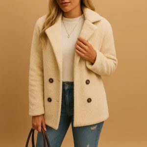 Dames Teddy Jas Kort – Zachte Casual Mantel